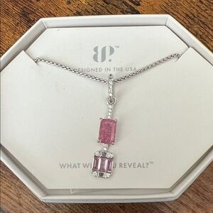 BP Rhodium and Pink Necklace with Box Chain with removable pendant - Bomb Party